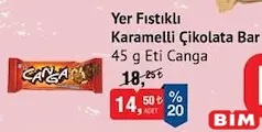 ETİ CANGA YER FISTIKLI KARAMELLİ ÇİKOLATA BAR 45 G